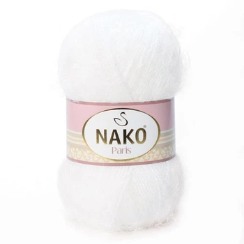 Турецкая пряжа для вязания Nako Paris (Париж) лебяжий пух 208 белый