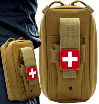 Невелика армійська аптечка сумка для медикаментів Edibazzar 8930542741210 Койот