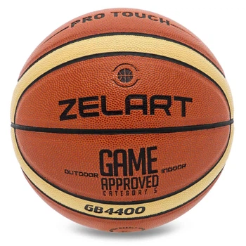 Баскетбольный мяч №5 ZELART GAME APPROVED Полиуретан для зала для улицы коричневый GB4400