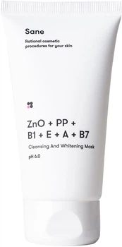 Маска с оксидом цинка и витаминами РР, В1, Е, А, В7 Sane Cleansing Whitening Mask 75ml (897730-809996-2)
