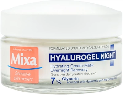 Крем-маска ночной "Увлажнение и восстановление" для чувствительной кожи Mixa Hydrating Hyalurogel Night Cream-Mask 50ml (816521-736939-2)