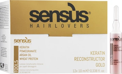 Кератиновые ампулы для реконструкции волос Sens.us Tools Keratin Reconstructor Gold 12x10ml (12х10 мл) (901301-865405-2)