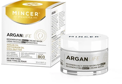 Ночная регенерирующая маска для лица Mincer Pharma ArganLife Regenerating Night Cream-Mask 803 50ml (711975-639160-2)