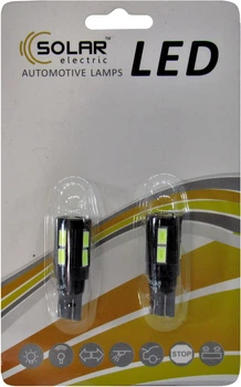 Лампочка без цоколя LED T10_W5W SMD белая 10-диодов 12V W2.1x9.5d (Solar) (к-т.-2шт.) (LS287_B2)