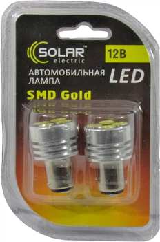 Лампочка 2-х конт. груша белая LED SMD 12V 4-диоды P21 / 5W BAY15d (Solar) (к-т.-2шт.) LS238