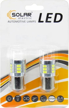 Лампочка 1-конт. груша біла LED SMD 12V 18-діодів P21W BA15s (Solar) (к-т.-2шт.) LS295_B2