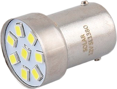 Лампочка 1-но конт. груша белая LED SMD 12V 8 диодов G18.5 BA15s (Solar) (к-т.-2шт.) SL1380