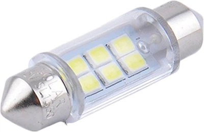 Лампочка 2-х цокольная LED T11_C5W SMD белая 6-диодов 12V-5 Вт SV8.5-8 36мм. (Solar) (к-т.-2шт.) SL1350