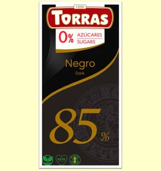 Шоколад черный 85% какао Torras без сахара, без глютена, 75г.
