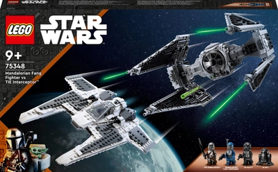 Zestaw klocków LEGO Star Wars Mandaloriański myśliwiec Fang Fighter kontra TIE Interceptor 957 elementów (75348)