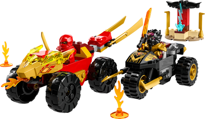 Zestaw klocków LEGO Ninjago Bitwa samochodowo-motocyklowa między Kaiem a Rasem 103 elementy (71789)