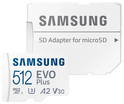 Samsung Evo Plus microSDXC 512GB UHS-I U3 V30 A2 + SD адаптер (MB-MC512KA/EU)