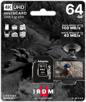 Goodram microSDXC 64GB IRDM UHS-I U3 V30 + Adapter (IR-M3AA-0640R12)