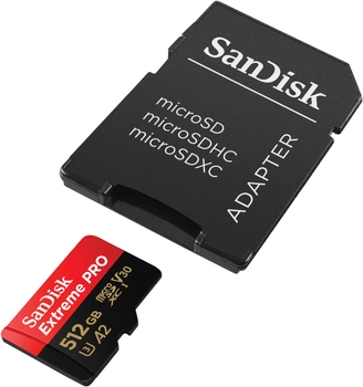 SanDisk Extreme Pro microSDXC 512GB UHS-I U3 + SD адаптер (SDSQXCD-512G-GN6MA)