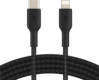 Kabel Belkin USB-C do Lightning w oplocie 1m Czarny (CAA004BT1MBK)