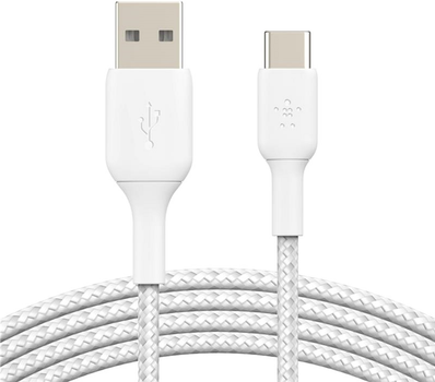 Kabel Belkin USB-A do USB-C w oplocie 2 m biały (CAB002BT2MWH)