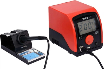 Паяльна станція 75 Вт YATO YT-82456 t°= 200-480 °C, жало тип 900 М, LCD-дисплей з USB зарядкою
