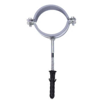 Хомут в сборе CR 2 1/2″ (70-80мм) с винтом-шурупом 8*100 и дюбелем в уп., серый