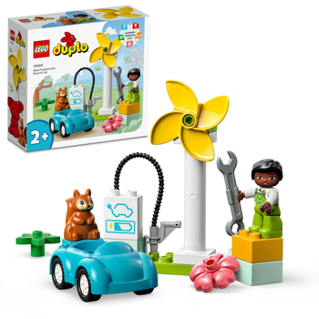 Zestaw klocków LEGO DUPLO Town Turbina wiatrowa i samochód elektryczny 16 elementów (10985)
