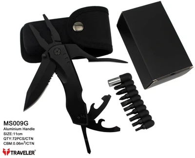 Mультитул Traveler Black Night 8 в 1 с набором бит мультифункциональный инструмент в чехле