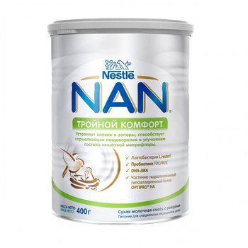 Nestle NAN Тройной комфорт Сухая смесь для детей с рождения, 400 г (88086)