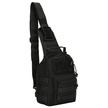 Универсальная сумка тактическая нагрудная, военная сумка из плотной тактической ткани через плечо Черная