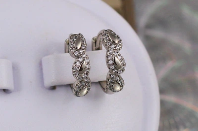 Сережки кільця Хuping Jewelry тріо 1.6 см сріблясті