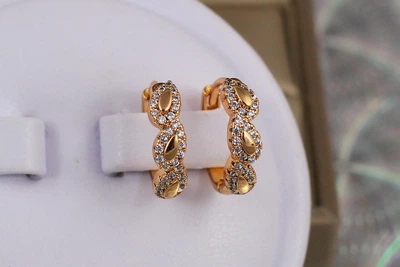 Сережки кільця Хuping Jewelry тріо 1.6 см золотисті