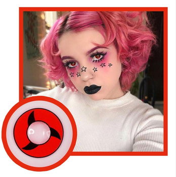 Лінзи кольорові GMP Fresh lady Sharingan Хеллоуїн Halloween Косплей аніме Червоні (He-14)