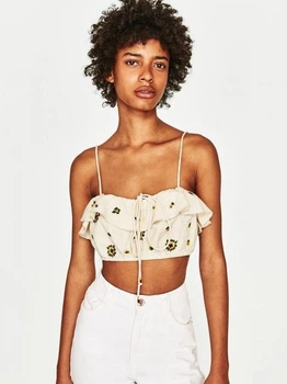 Топ бежевый в цветочный принт ZARA 9952 M (30)