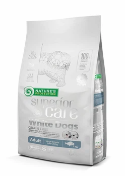 Сухой беззерновой корм Nature's Protection Superior Care White Dogs Grain Free White Fish Adult Large для взрослых собак больших пород с белой шерстью с белой рыбой 1.5 кг (арт NPSC46338)