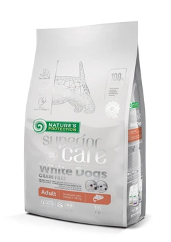 Сухой беззерновой корм Nature's Protection Superior Care White Dogs Grain Free Salmon Adult Small & Mini Breeds для взрослых собак с белой шерстью маленьких и миниатюрных пород с лососем 10 кг (арт NPSC45835)