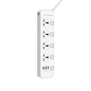 Фільтр живлення ProLogix Premium (PR-SC4408W) 2.5 кВт, 4 розетки, 4 USB, 2 м, з вимикачами, білий