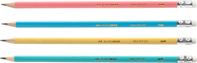 Набір олівців графітових Buromax Pastel HB з гумкою асорті 20 шт. (BM.8526-20)