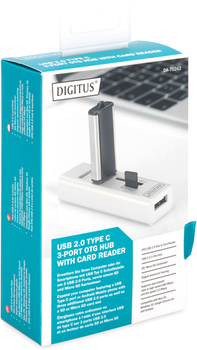 USB-хаб Digitus USB 2.0 (AF/Type-C) OTG (кардридер + USBx2) White (DA-70243)