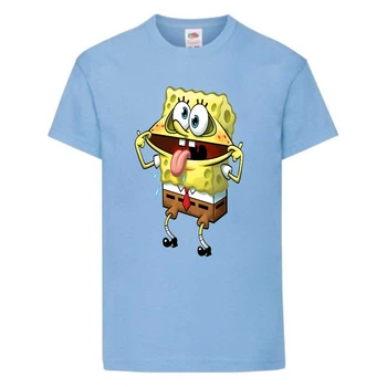 Футболка детская Спанч Боб 6 (Sponge Bob) светло-голубая 140 см