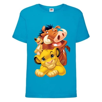 Футболка дитяча Король Лев (Lion King) блакитна (LK-friends-2-blue) 140 см