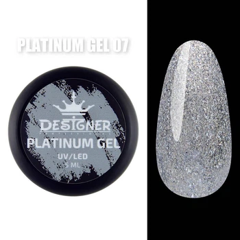 Гель с шиммером Platinum Gel (Серебро №7, 5 мл) Дизайнер для маникюра и педикюра