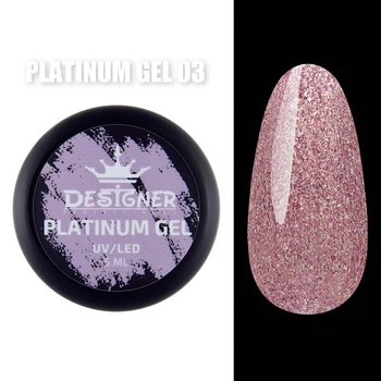 Гель с шиммером Platinum Gel (Коралловый №3, 5 мл) Дизайнер для маникюра и педикюра