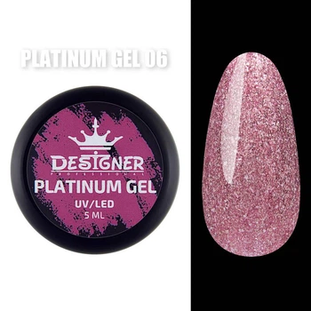 Гель с шиммером Platinum Gel (Малиновый №6, 5 мл) Дизайнер для маникюра и педикюра