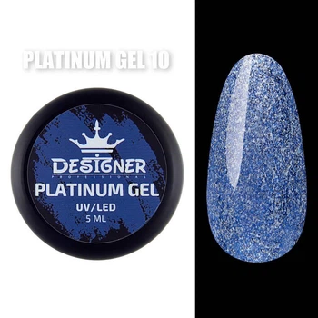 Гель с шиммером Platinum Gel (Синий №10, 5 мл) Дизайнер для маникюра и педикюра