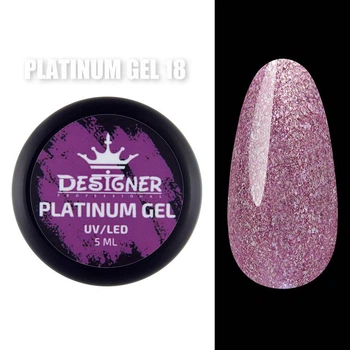 Гель с шиммером Platinum Gel (Пурпурно-розовый №18, 5 мл) Дизайнер для маникюра и педикюра