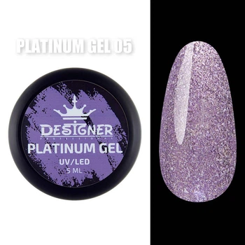 Гель с шиммером Platinum Gel (Фиолетовый №5, 5 мл) Дизайнер для маникюра и педикюра