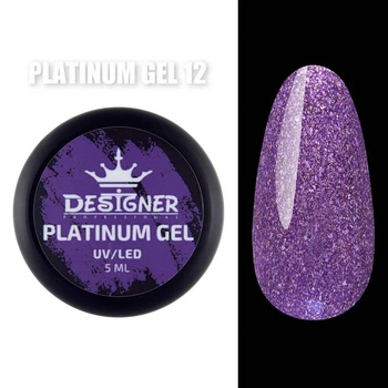 Гель с шиммером Platinum Gel (Ярко-фиолетовый №12, 5 мл) Дизайнер для маникюра и педикюра