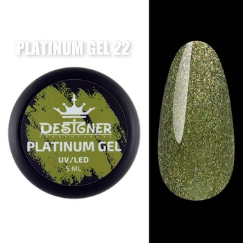 Гель с шиммером Platinum Gel (Зеленый №22, 5 мл) Дизайнер для маникюра и педикюра