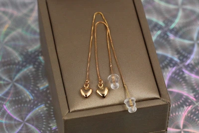 Серьги продевки Xuping Jewelry гладкие сердечки 9 см золотистые