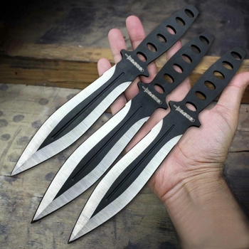 Метальні ножі набір з 3 штук, важкі клинки чорного кольору