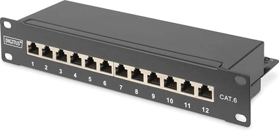 Patch panel Digitus Professional 10" 1U CAT6 12xRJ45 montaż FTP do szafy serwerowej/racka (DN-91612S)