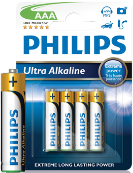 Baterie Philips Ultra Alkaline LR03 AAA 1,5 V 4 szt. (LR03E4B/10)