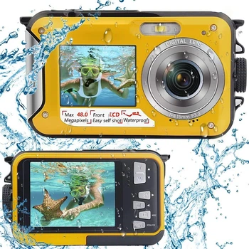 Водонепроницаемая цифровая камера Full HD 2.7K Dual Screen 48MP (примятая упаковка)